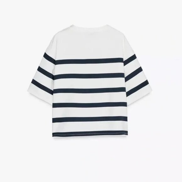 ZARA SHORT SLEEVE STRIPE TOP - Picture 3 of 3